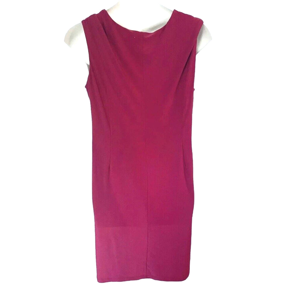 Midnight Velvet Stretchy Fuchsia Pink Ruffle Ruched Desk to Dinner Party Dress - Picture 7 of 12